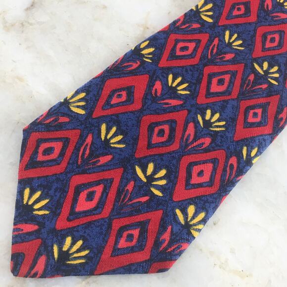 PRINCIPLES FOR MEN  BLUE RED YELLOW ALL SILK NECKTIE - Picture 2 of 12